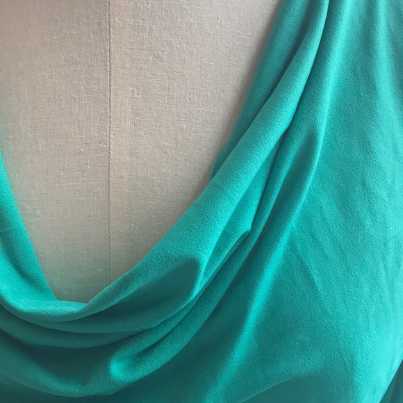 Green, drape neck dress - Picture 3 of 4